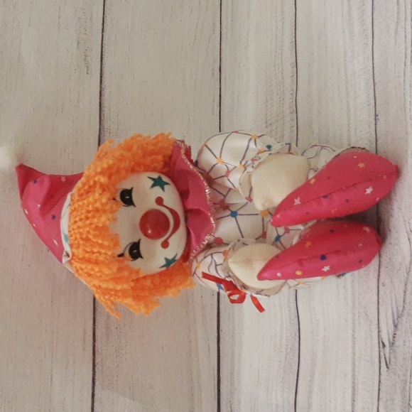 It’s A Small World Musical Wind Up Moving Head Clown 80s White Pink Orange Blue - Picture 3 of 14